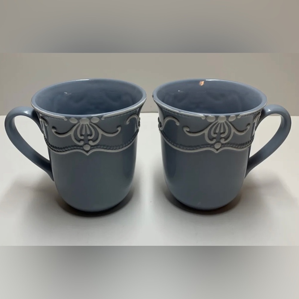 Two Ambiance Aristocrat Blue W/ White Swirls Coffee Cup Tea Mug
